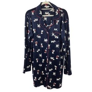 NWT Laura Ashley Navy Blue Scottie Dog Night Shirt